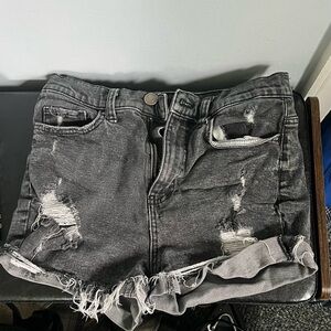 Kohl's Gray Distressed Jean Shorts with Frayed Hem
